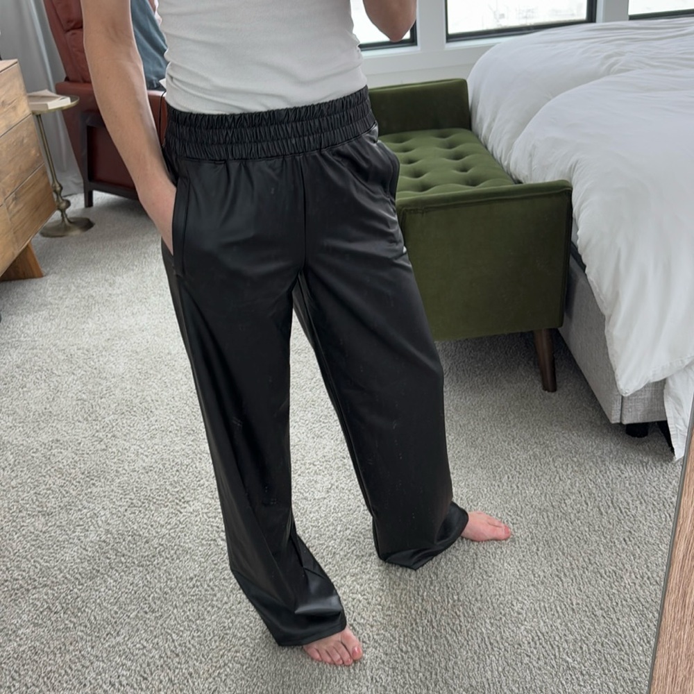 Faux leather wide leg pants